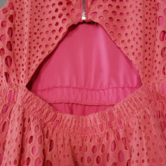 Mia Pink Eyelet Dress with Back Cutout
